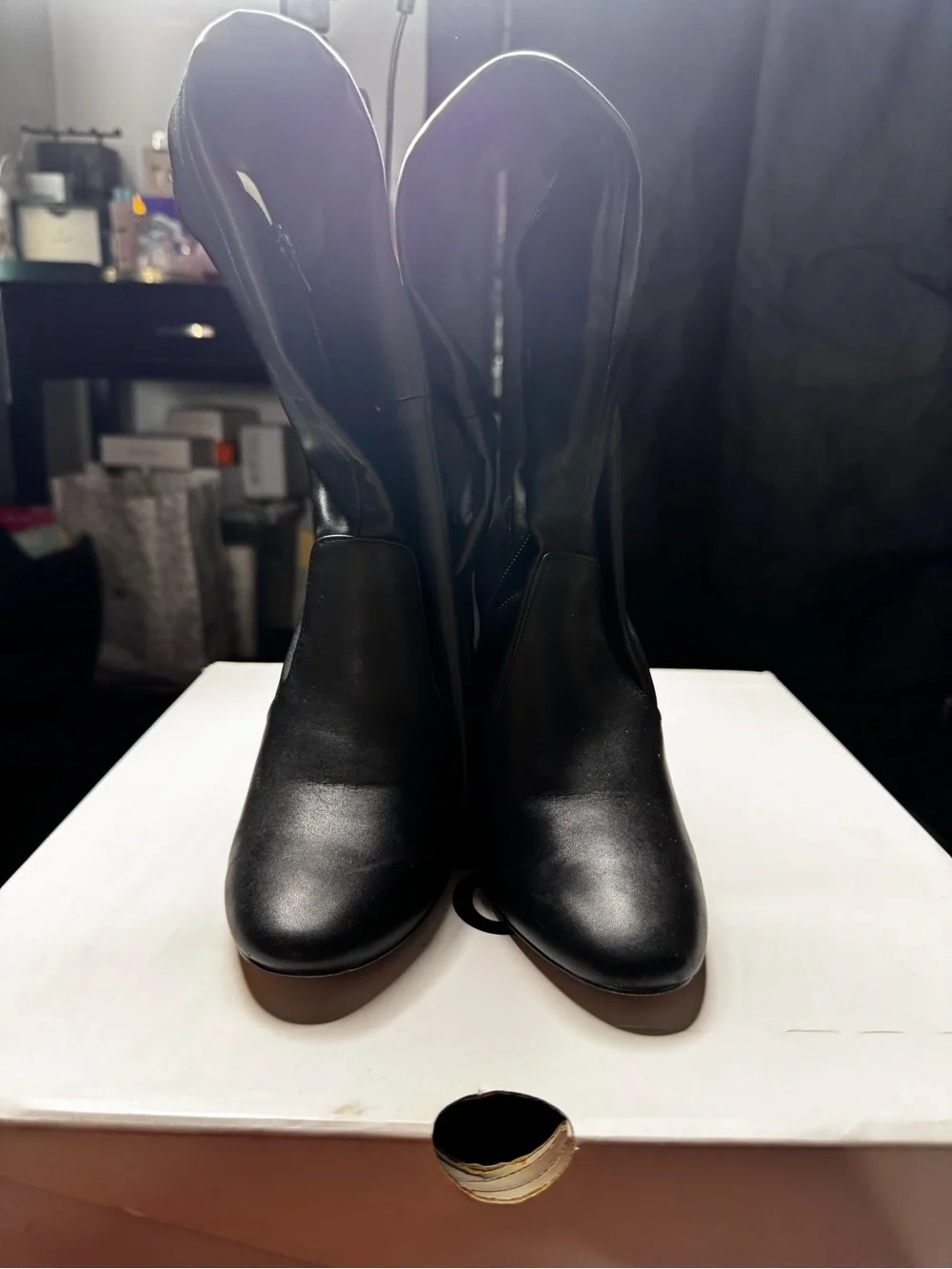 Aldo Black Mid-Calf Heeled Boots